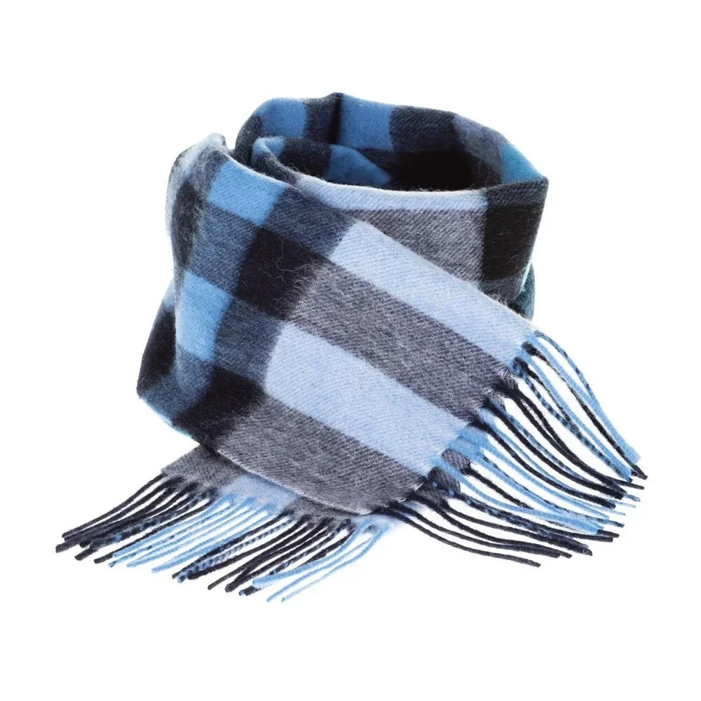 Ballantrae Edinburgh 100% Lambswool Recttungular Scarf Blue and Black